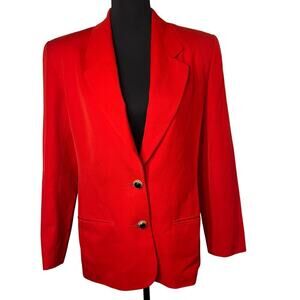Sandra Roth Ciao Sport Women's 10 Red Pure Wool Yellow Lined Pocketed Mid Blazer